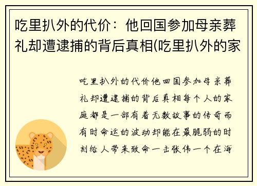 吃里扒外的代价：他回国参加母亲葬礼却遭逮捕的背后真相(吃里扒外的家伙)