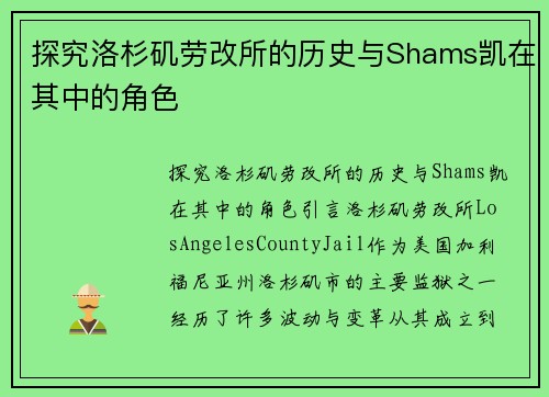 探究洛杉矶劳改所的历史与Shams凯在其中的角色